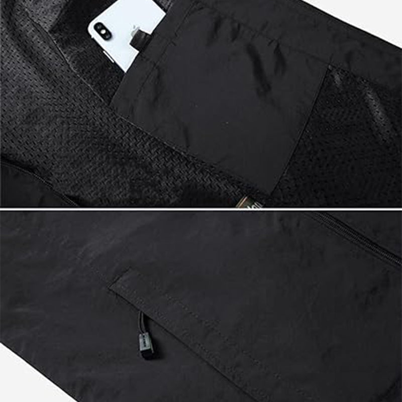 Lichtgewicht Ademend Hiking Vest – Outdoor Laag met Meerdere Zakken - De Mode OutletBLACK-IX64T31