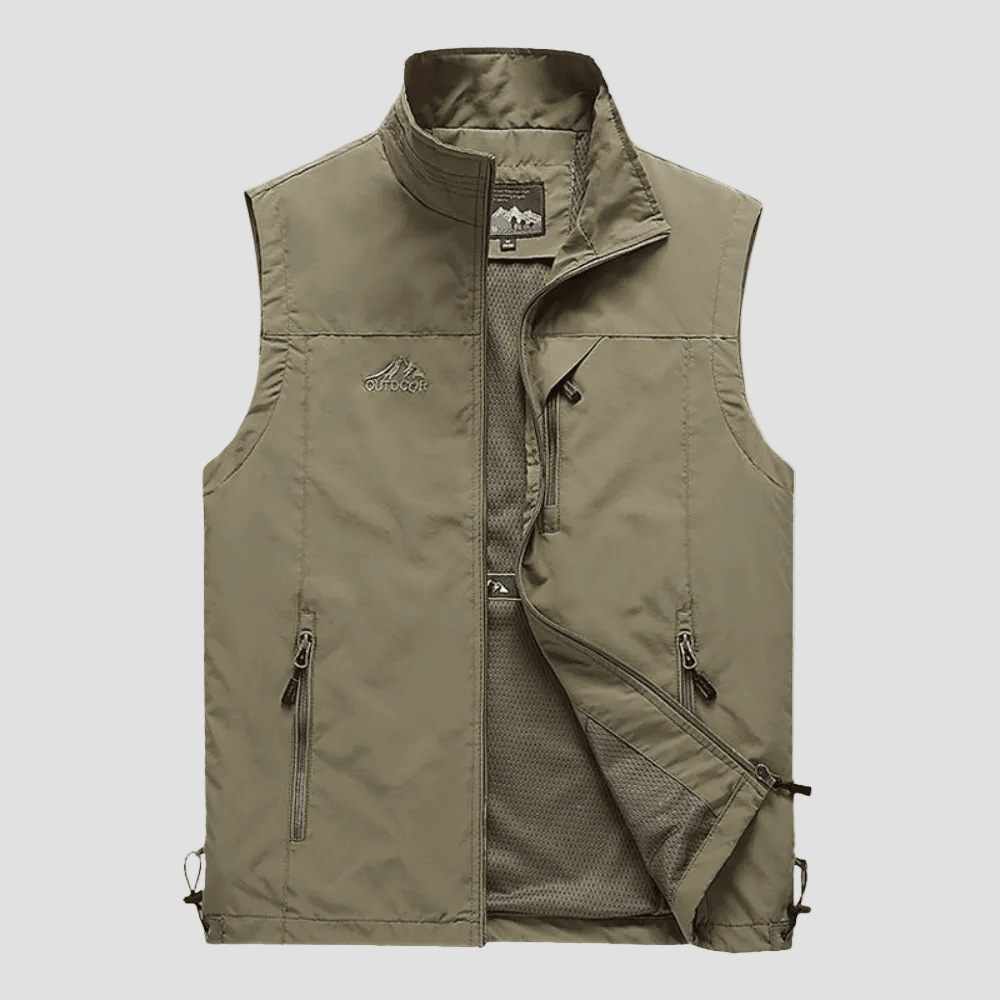 Lichtgewicht Ademend Hiking Vest – Outdoor Laag met Meerdere Zakken - De Mode OutletKHAKI-VJ66D36