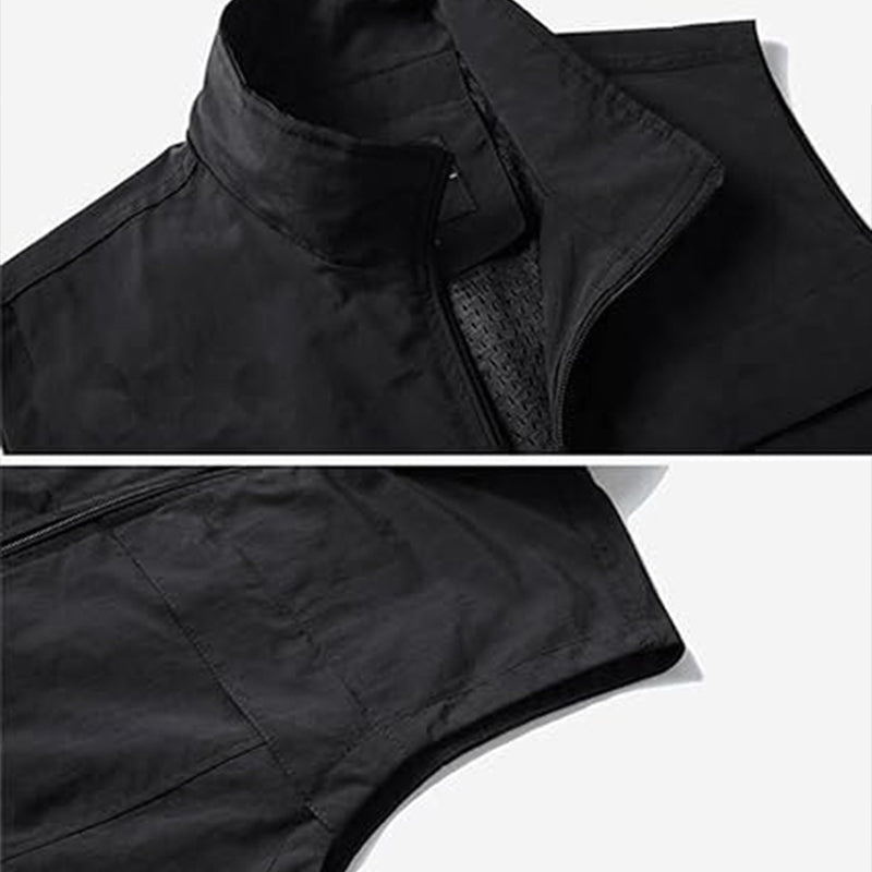 Lichtgewicht Ademend Hiking Vest – Outdoor Laag met Meerdere Zakken - De Mode OutletBLACK-IX64T31