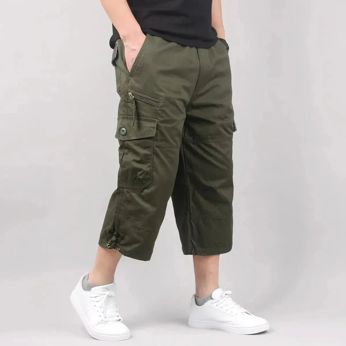 Lichtgewicht Cargo Shorts met Losse Pasvorm – Outdoor Short met Meerdere Zakken - De Mode OutletARMY GREEN-YT22L00