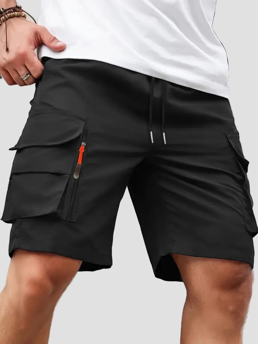 Lichtgewicht Cargo Shorts voor Heren met Ritszakken – Outdoor Wandelpasvorm - De Mode OutletBLACK-DP31D44
