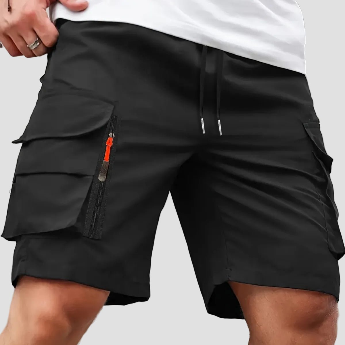 Lichtgewicht Cargo Shorts voor Heren met Ritszakken – Outdoor Wandelpasvorm - De Mode OutletBLACK-DP31D44