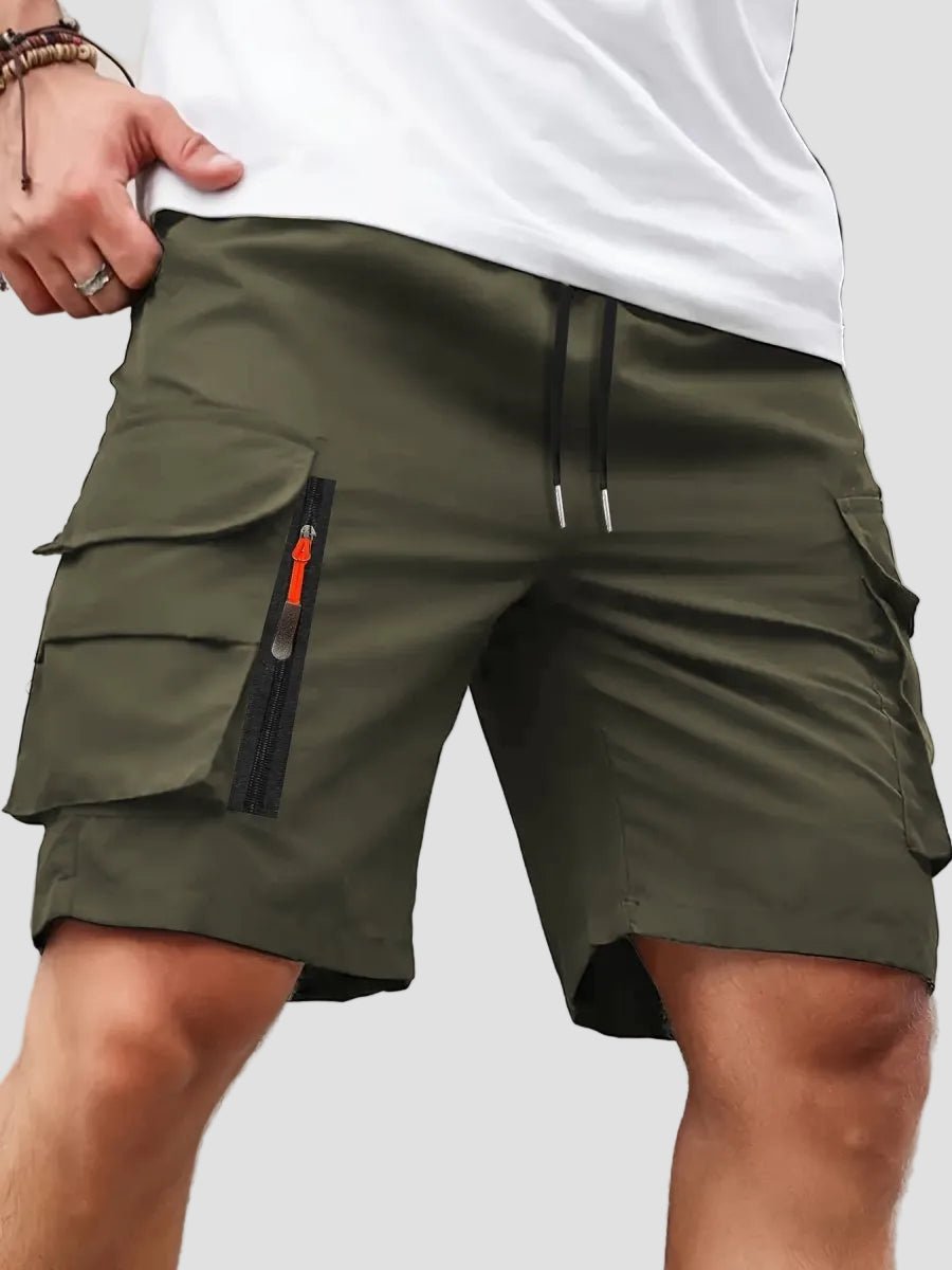 Lichtgewicht Cargo Shorts voor Heren met Ritszakken – Outdoor Wandelpasvorm - De Mode OutletBLACK-DP31D44