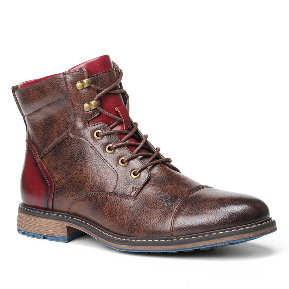 Heren Leren Boots met Rits en Vetersluiting – Stevige Zool voor Dagelijks Gebruik