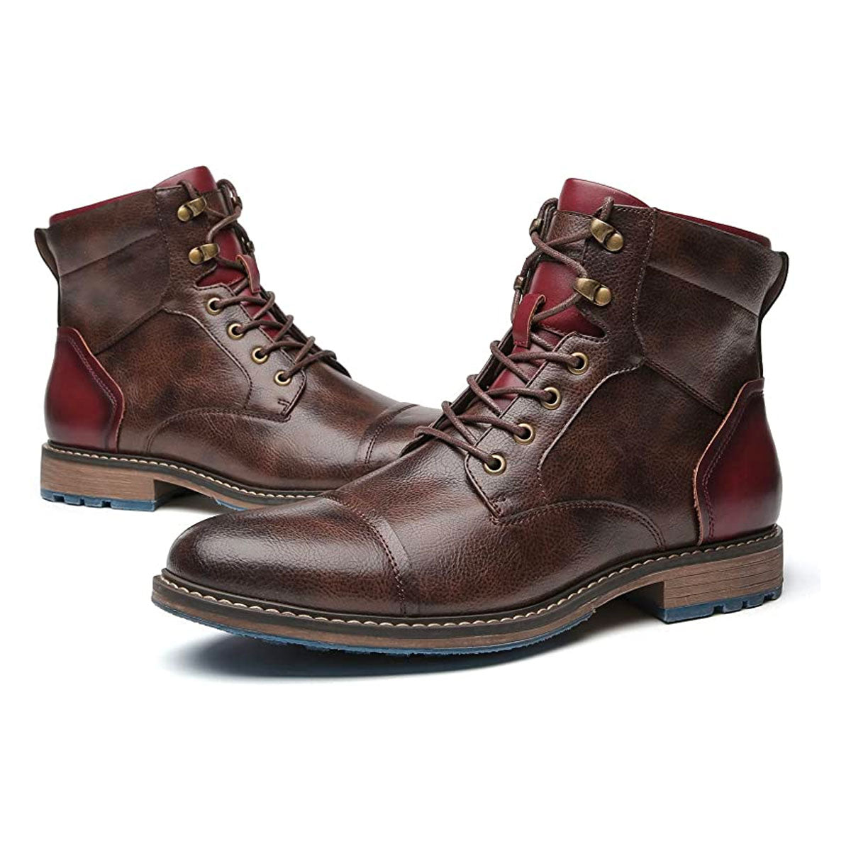 Heren Leren Boots met Rits en Vetersluiting – Stevige Zool voor Dagelijks Gebruik