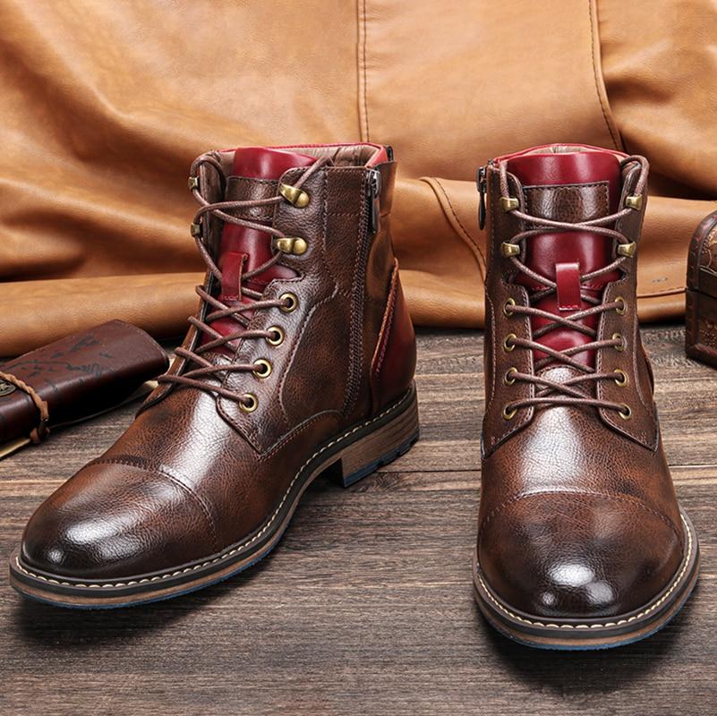 Heren Leren Boots met Rits en Vetersluiting – Stevige Zool voor Dagelijks Gebruik