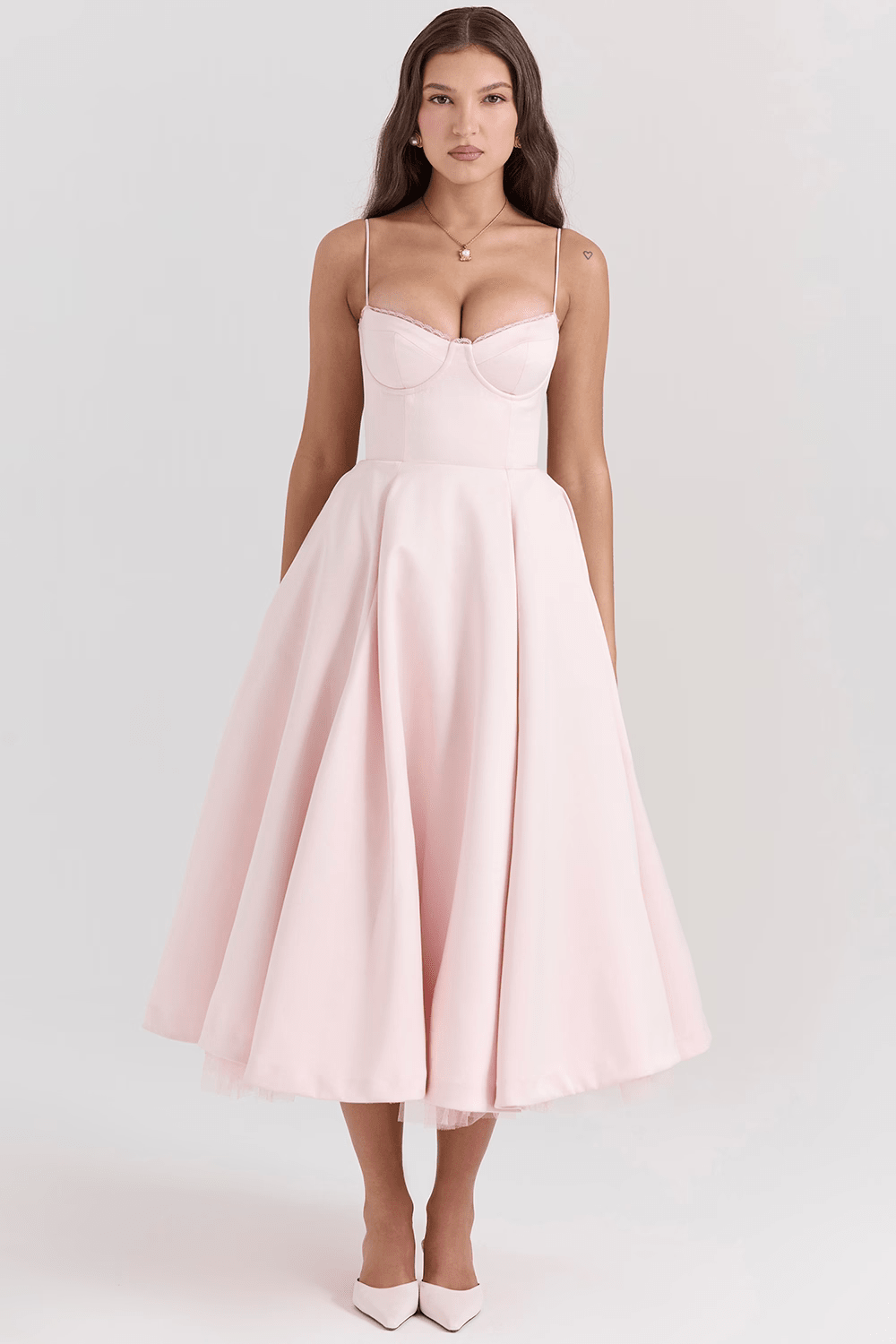 Mode Outlet | Elegante Midi Party Jurk – Flatterend & Feestelijk - De Mode OutletP2284 - Pink - S