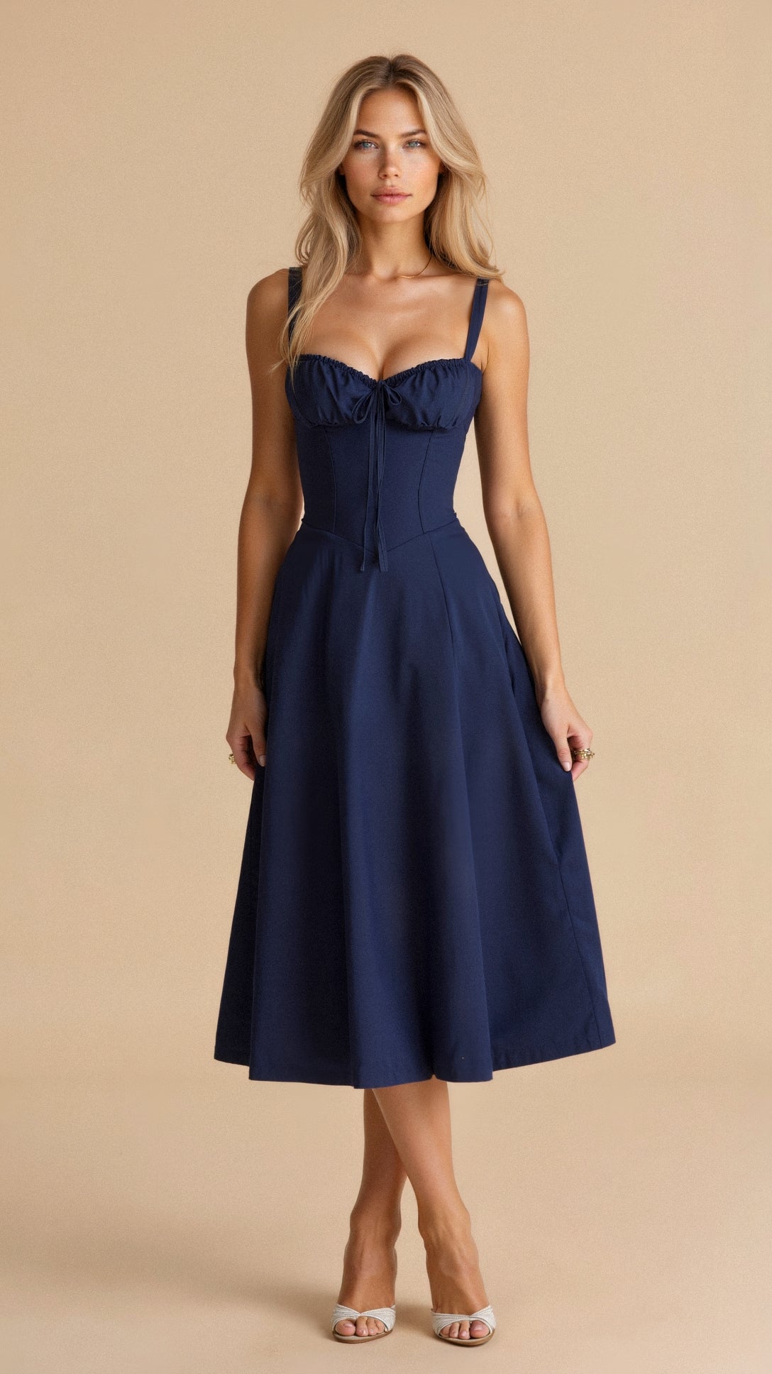 De Mode Outlet | Elodie Midikleed met Corsetdetails