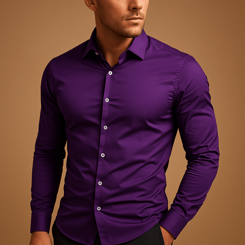 Slim Fit Heren Overhemd met Klassieke Kraag - De Mode OutletDMED2-CB047076